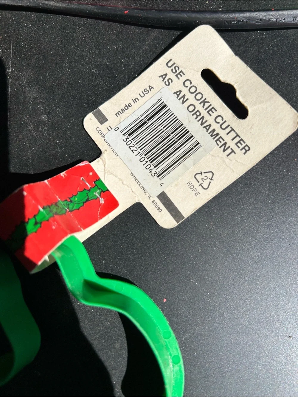 Vintage set of 6 NOS Holiday Candy Cane & Santa Cookie Cutters - Red & Green